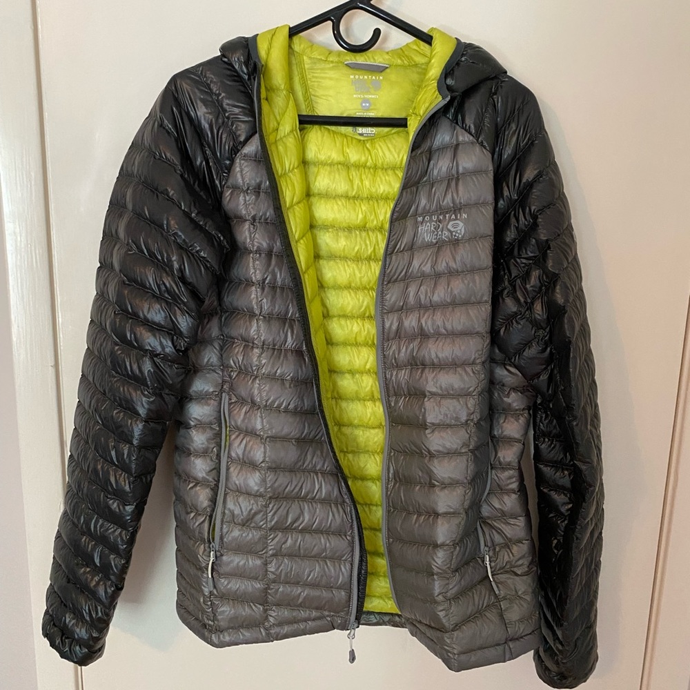 Mountain Hardware Black and Gray Ghost Whisperer Hooded Jacket. Great condition!